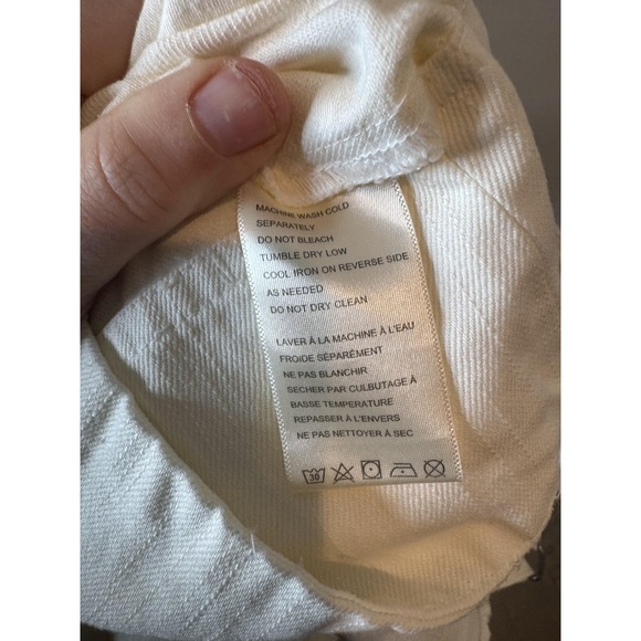 Free People Dress Womens Small White Overall Pinafore Jumper Cotton Pockets - Picture 8 of 9